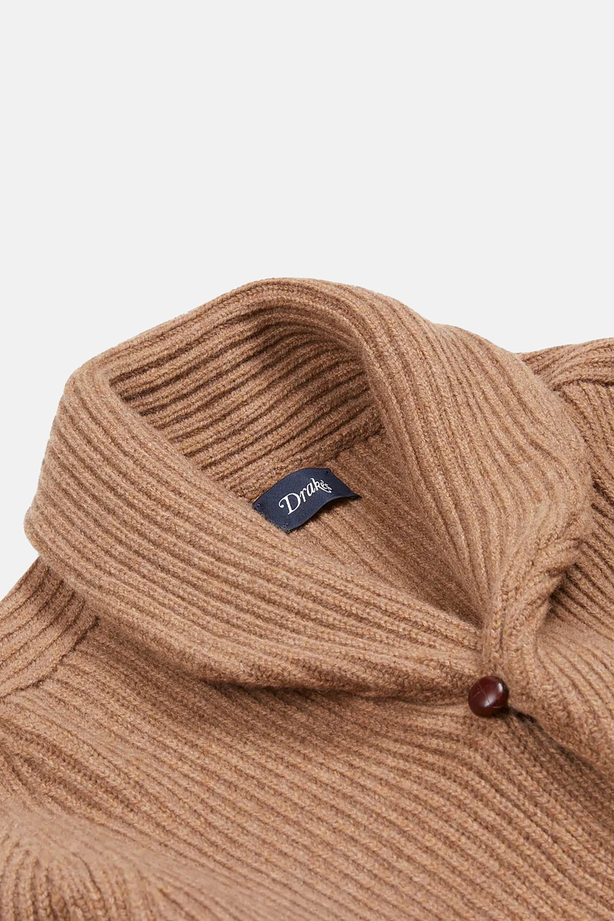 Camel Lambswool Shawl Collar Cardigan