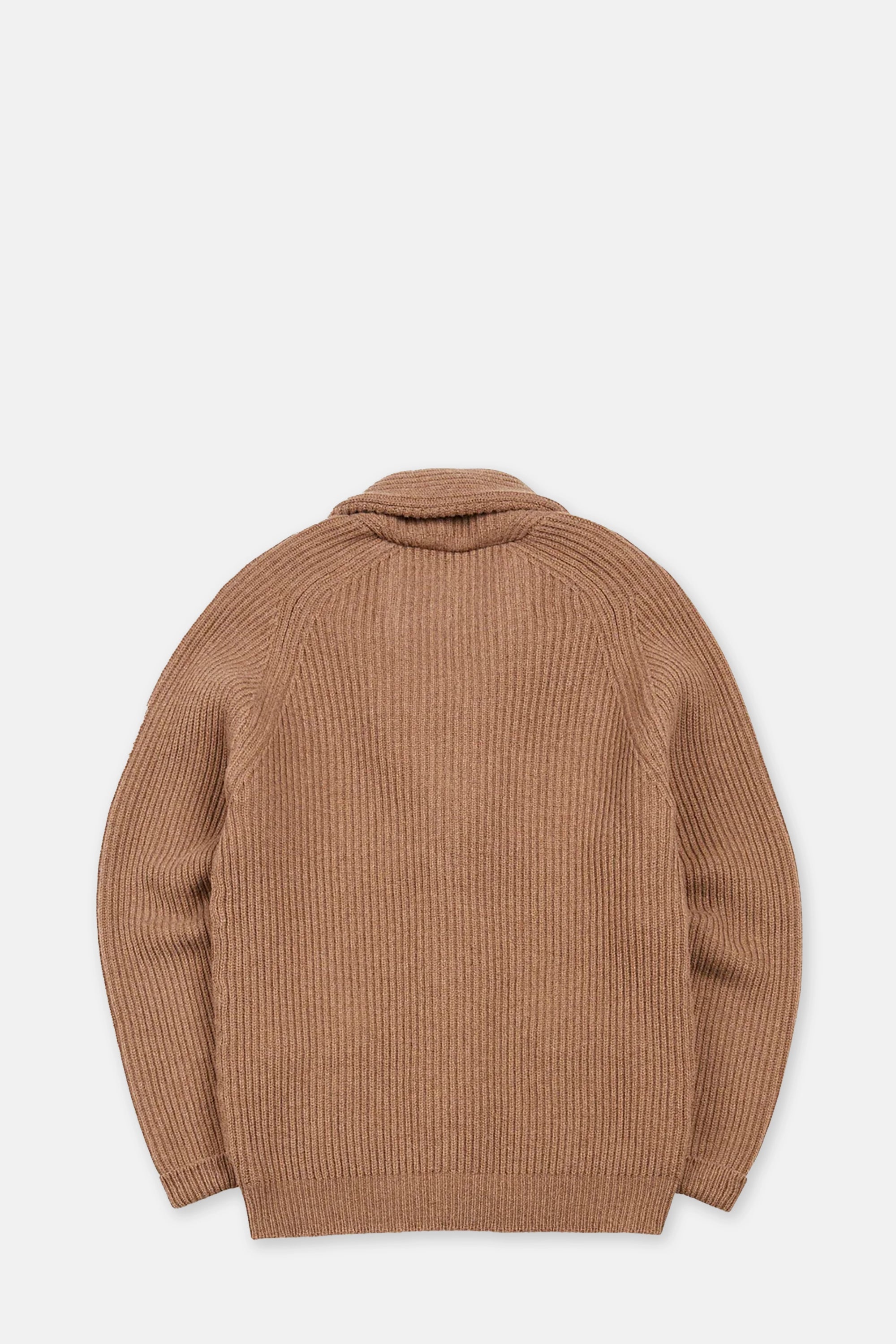Camel Lambswool Shawl Collar Cardigan