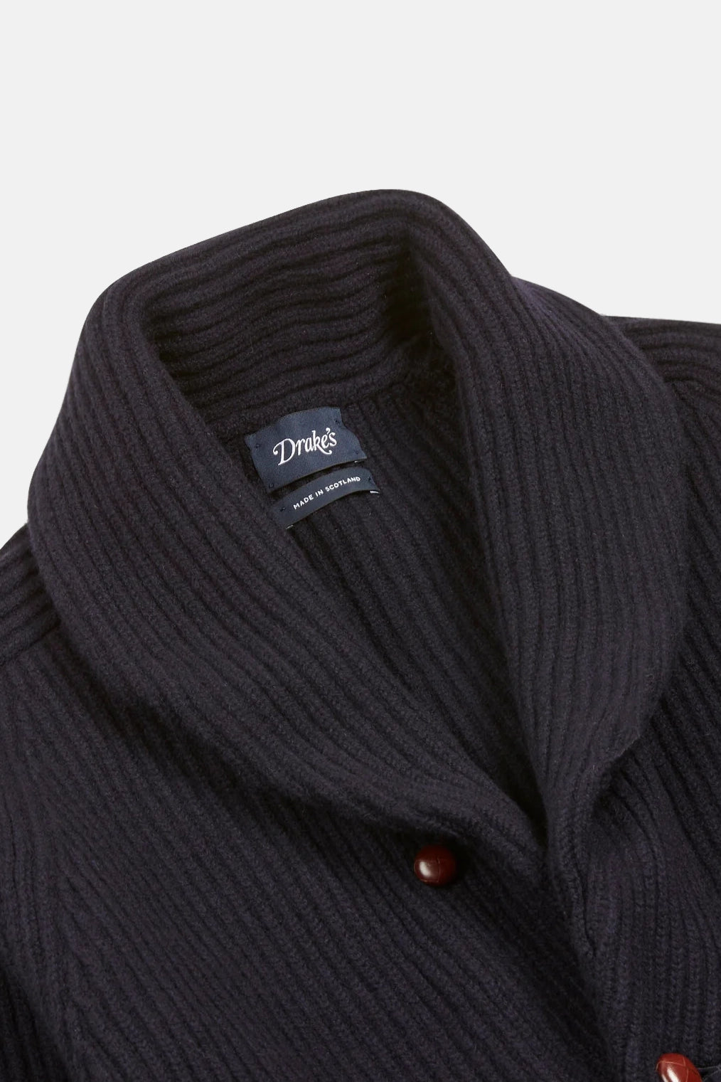 Navy Lambswool Shawl Collar Cardigan