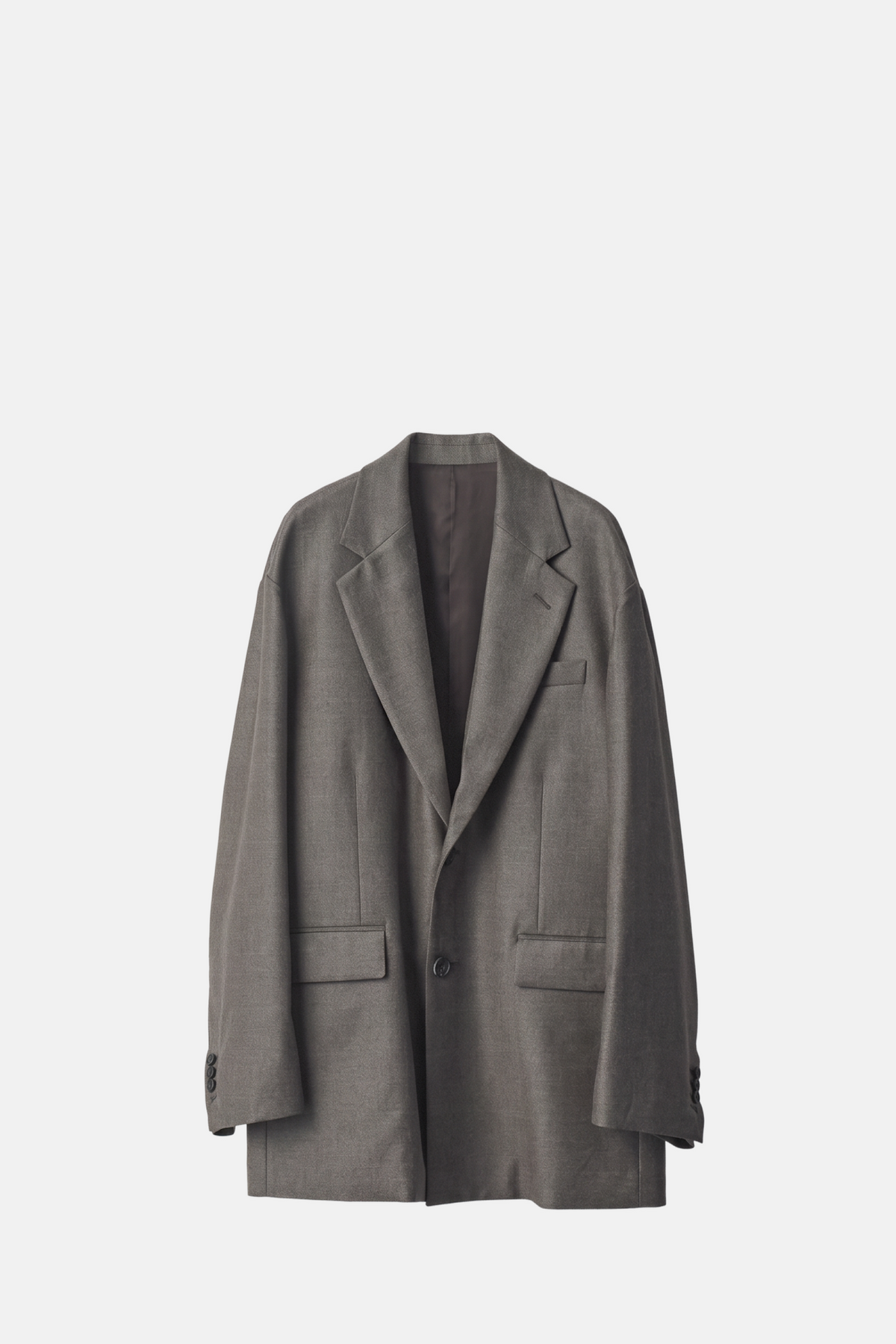 Charcoal Brown Oversized Single Breasted Jacket