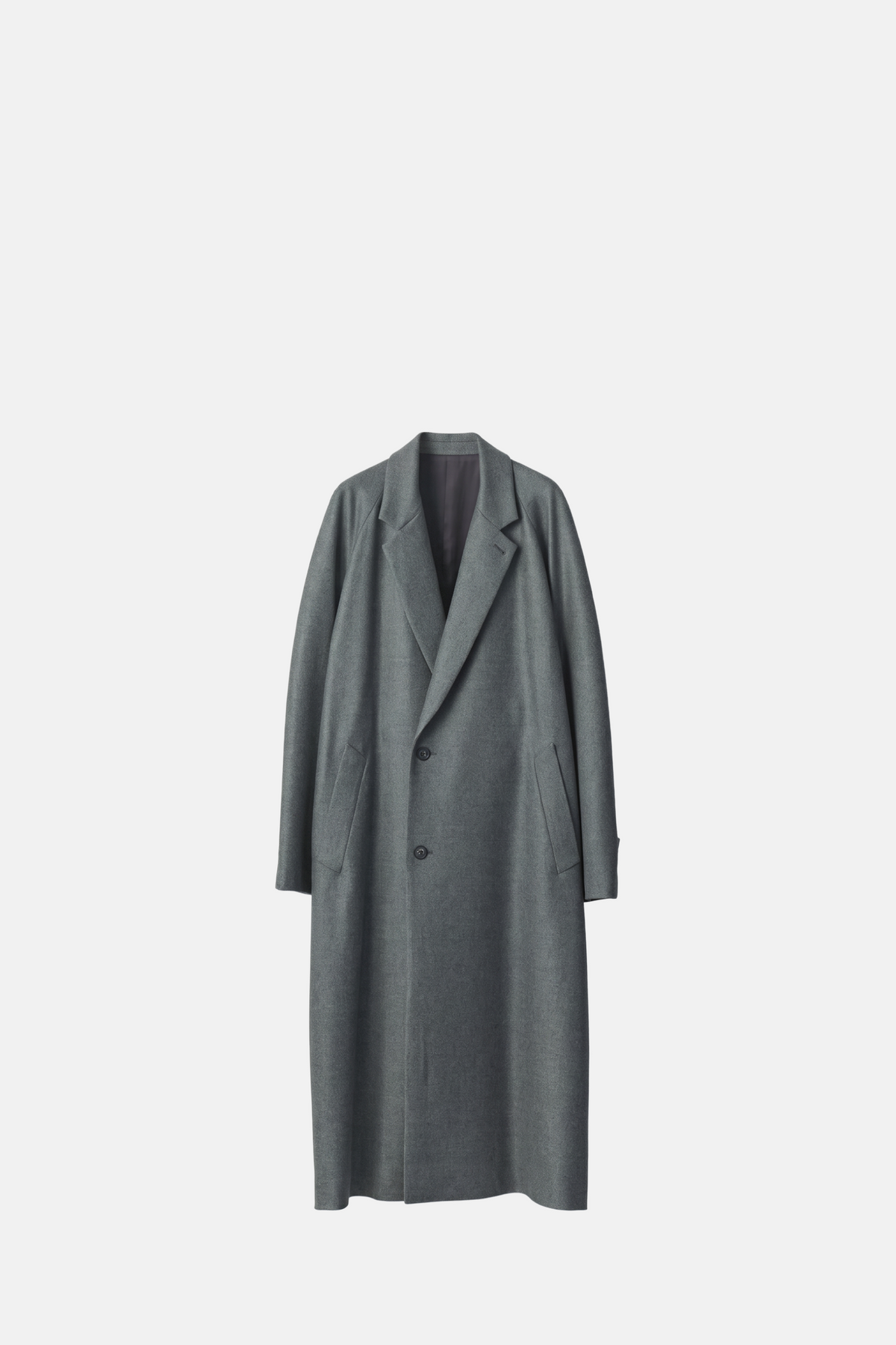 Compressed Flannel Raglan Sleeve Notch Lapel Coat