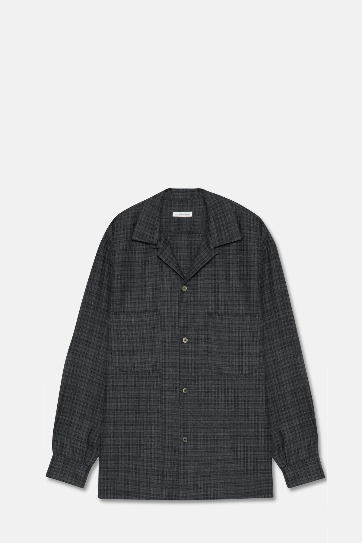 Wool Charcoal Plaid Collar Shirt