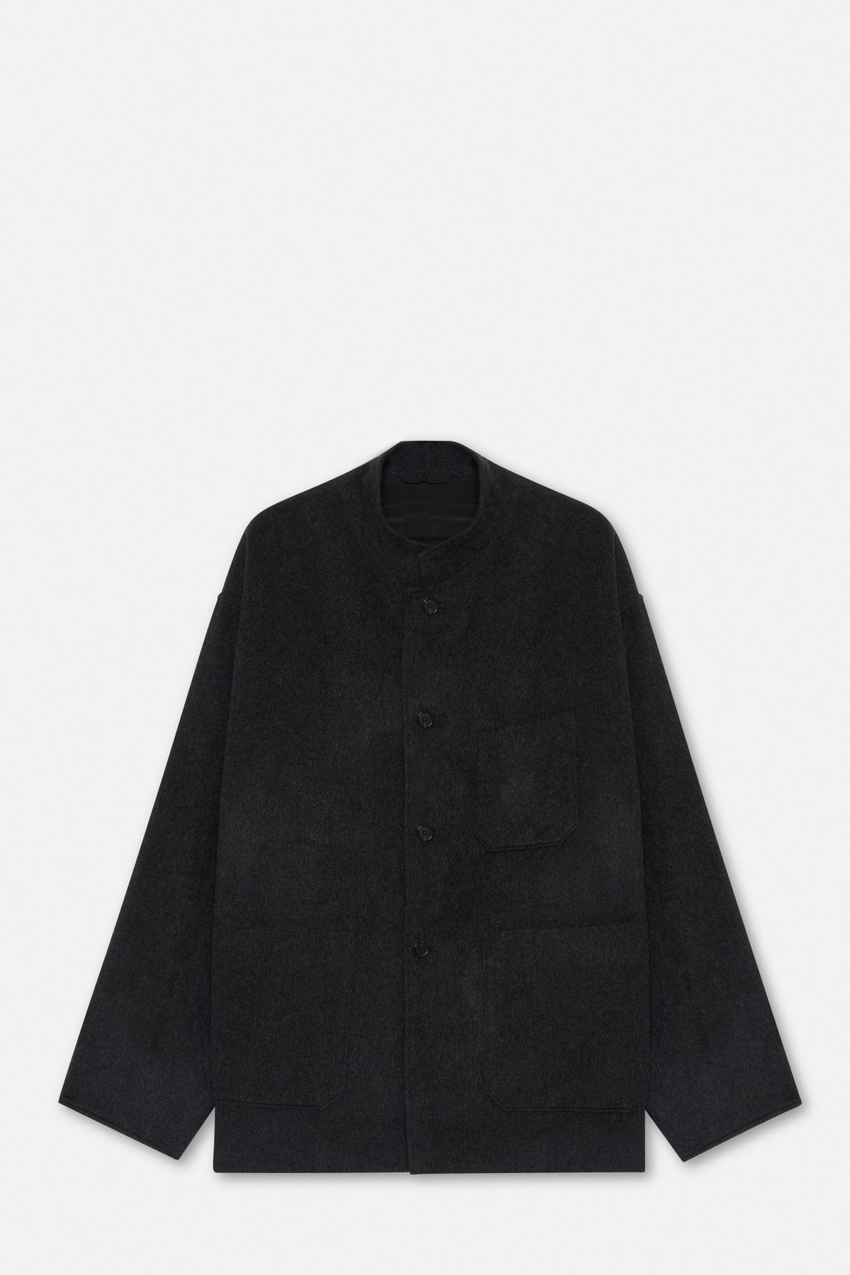 Cashmere Flannel Charcoal Half Coat