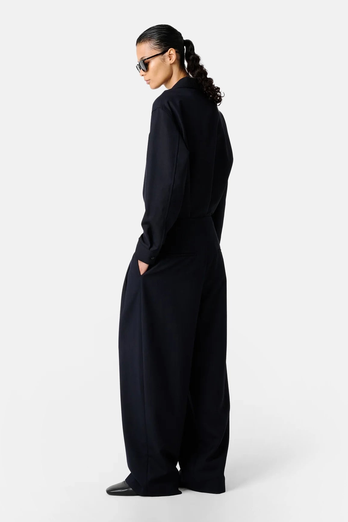 Darkest Navy Lira Double Pleat Pant