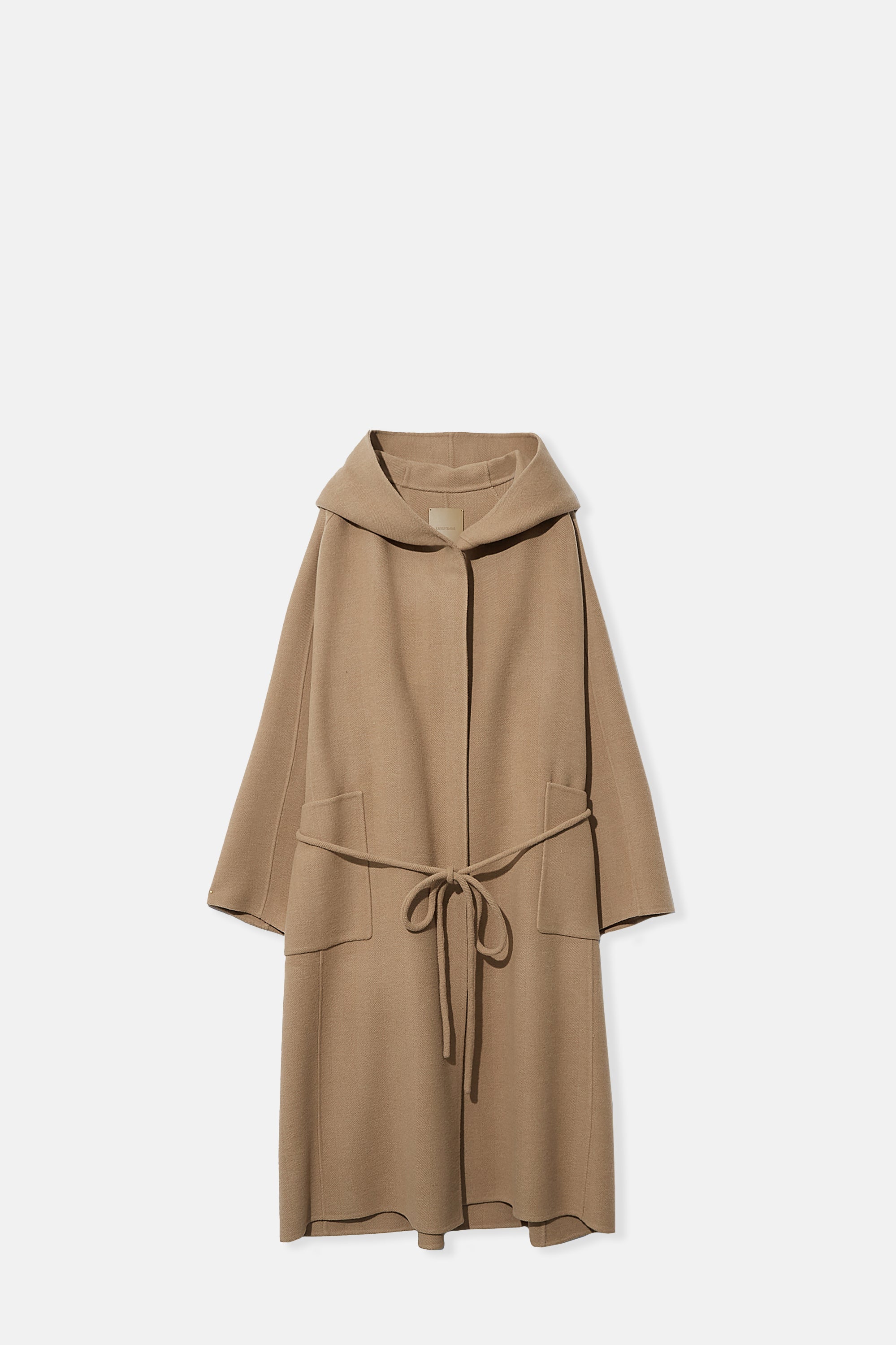 Camel Handmade Hodded Long Coat