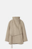 Beige Cowl Neck Raglan Half Coat