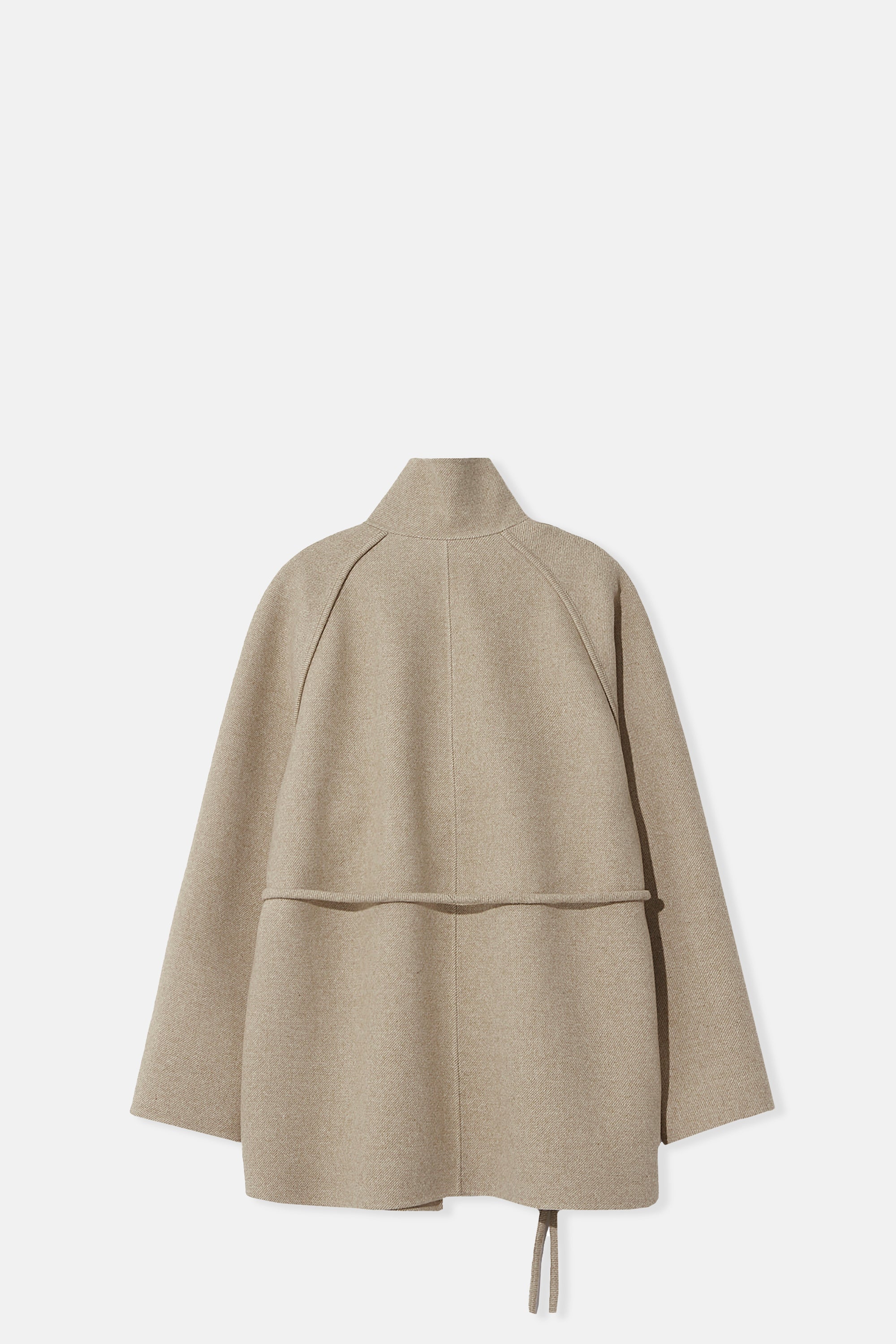 Beige Cowl Neck Raglan Half Coat