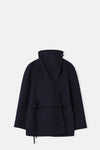 Navy Cowl Neck Raglan Half Coat