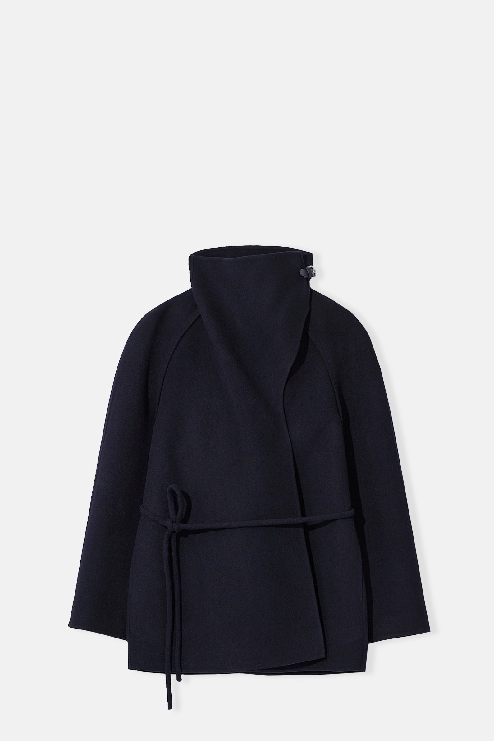 Navy Cowl Neck Raglan Half Coat