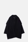 Black Virgin Wool Coat With Muffler