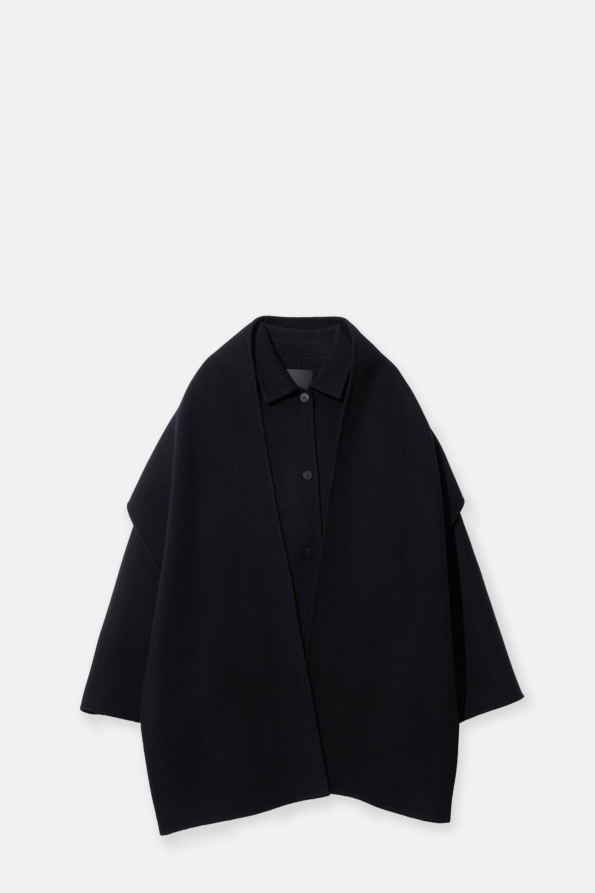 Black Virgin Wool Coat With Muffler