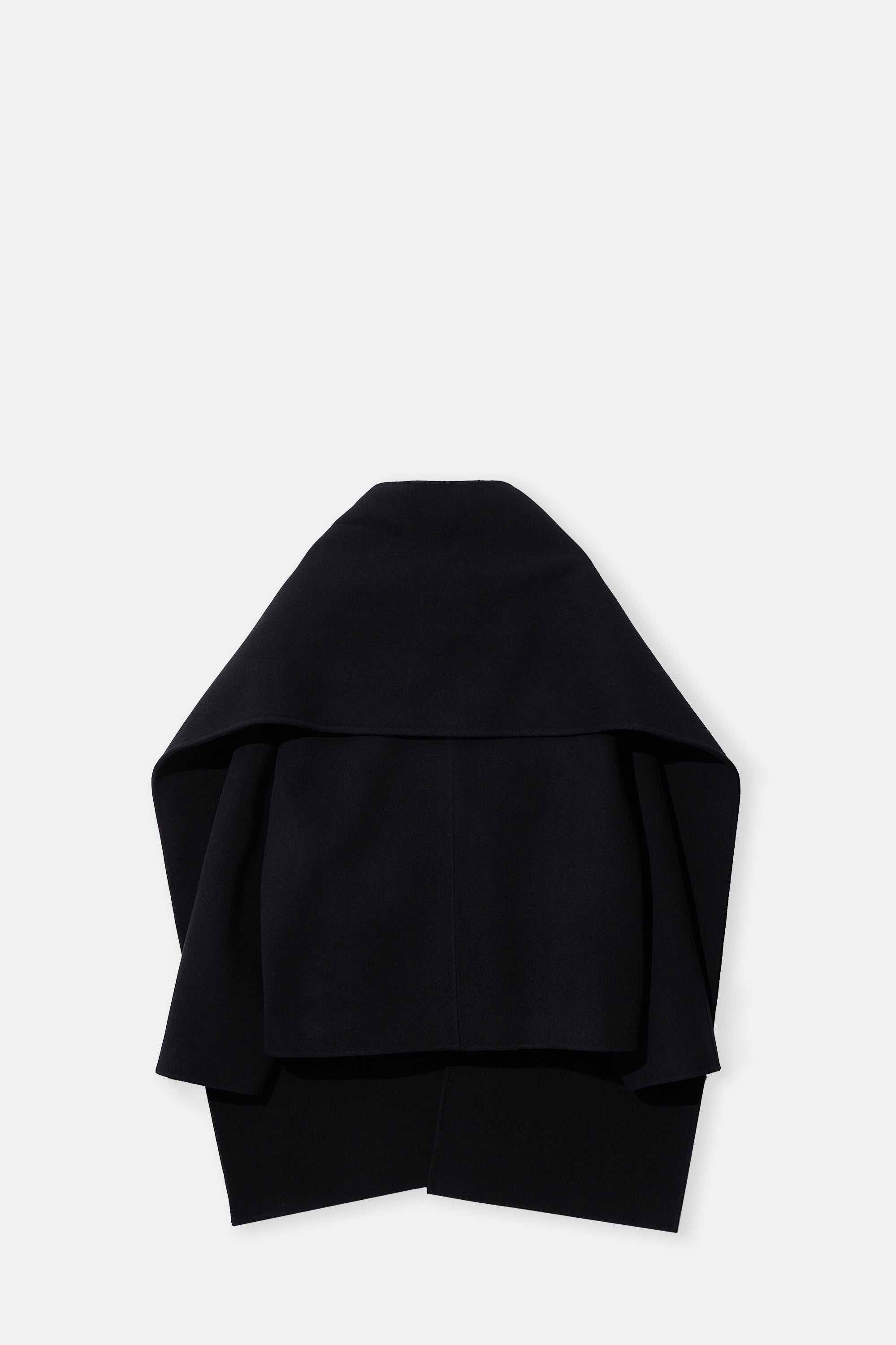 Black Virgin Wool Coat With Muffler