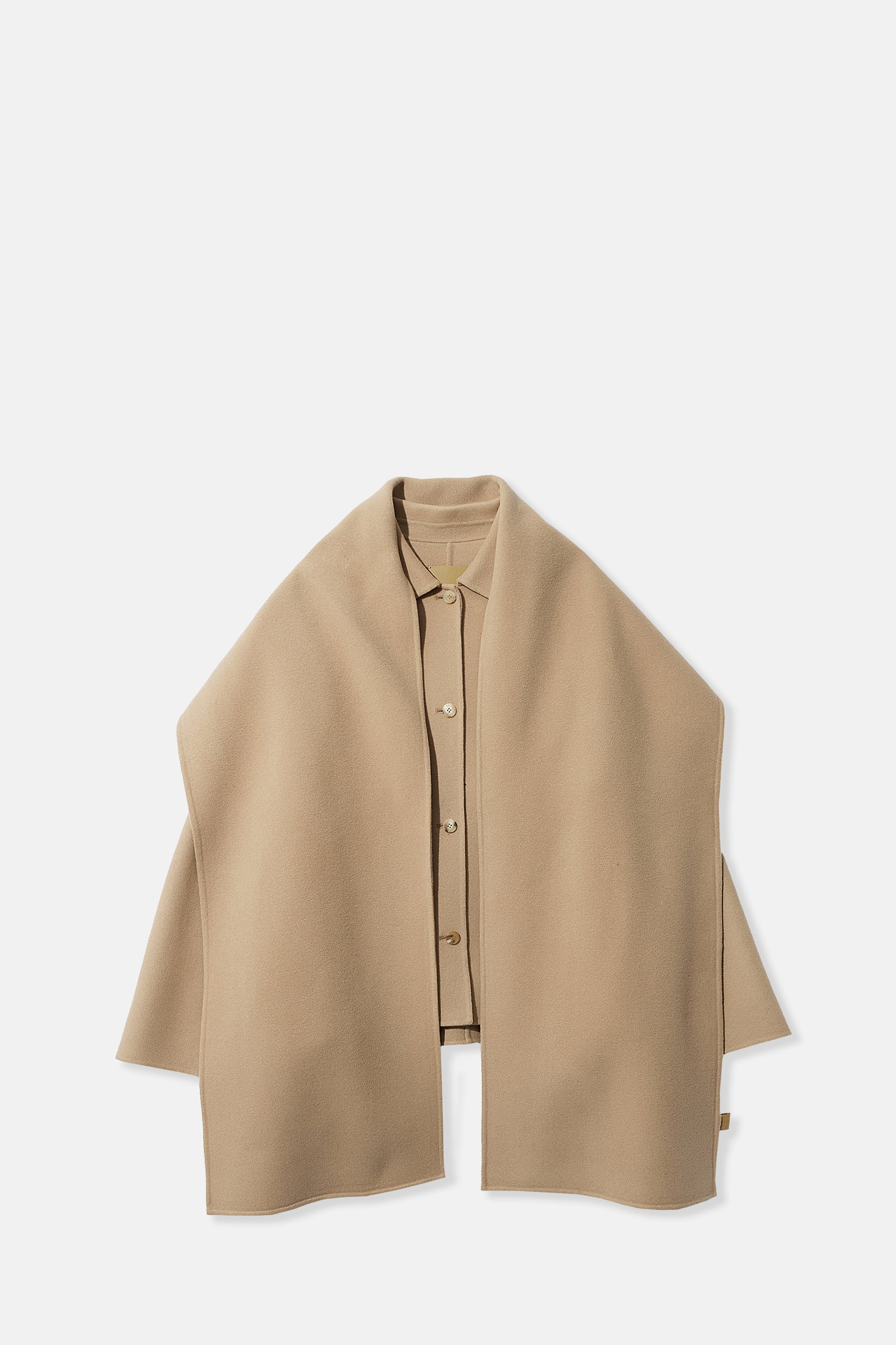 Camel Virgin Wool Coat With Muffler