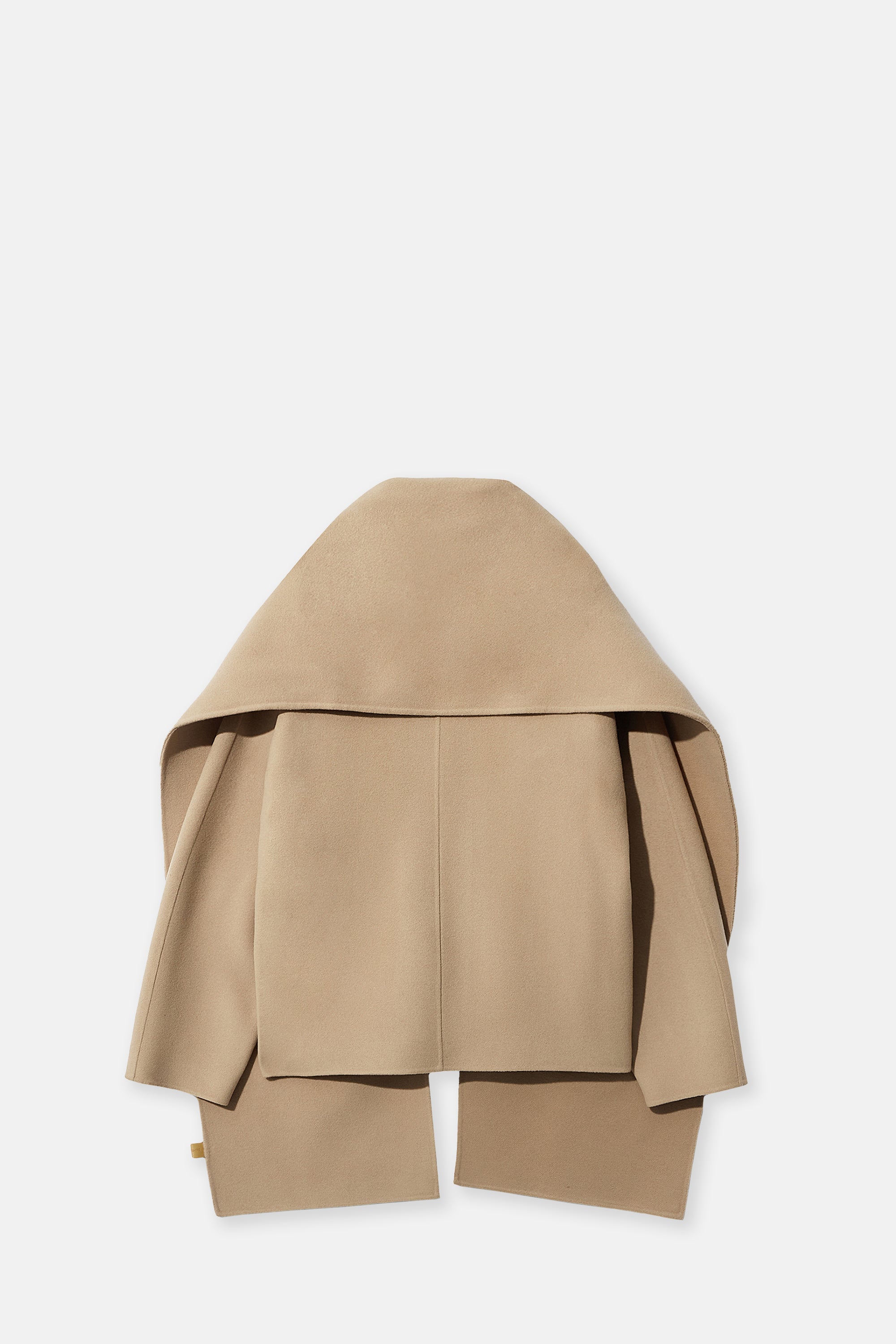 Camel Virgin Wool Coat With Muffler
