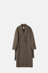 Brown Double Breasted Belted Coat