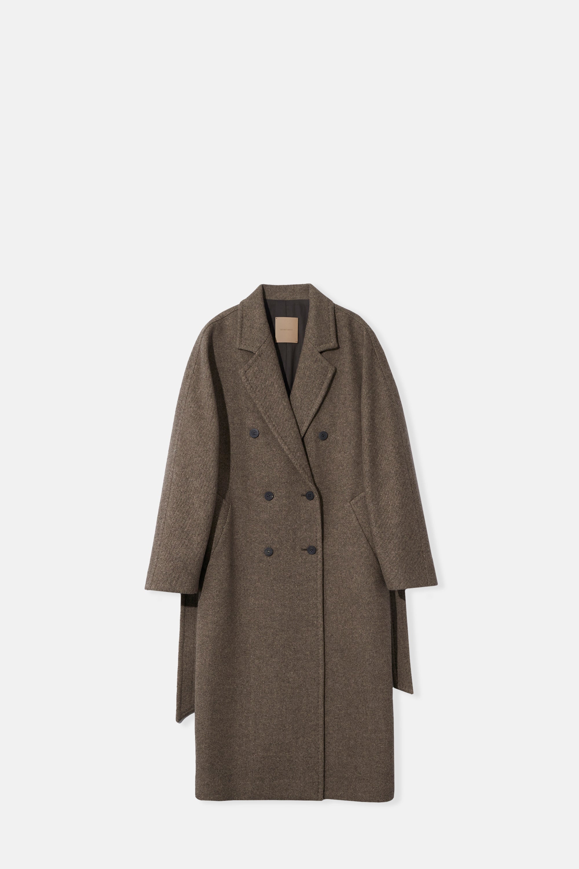 Brown Double Breasted Belted Coat
