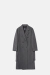 Grey Double Breasted Belted Coat