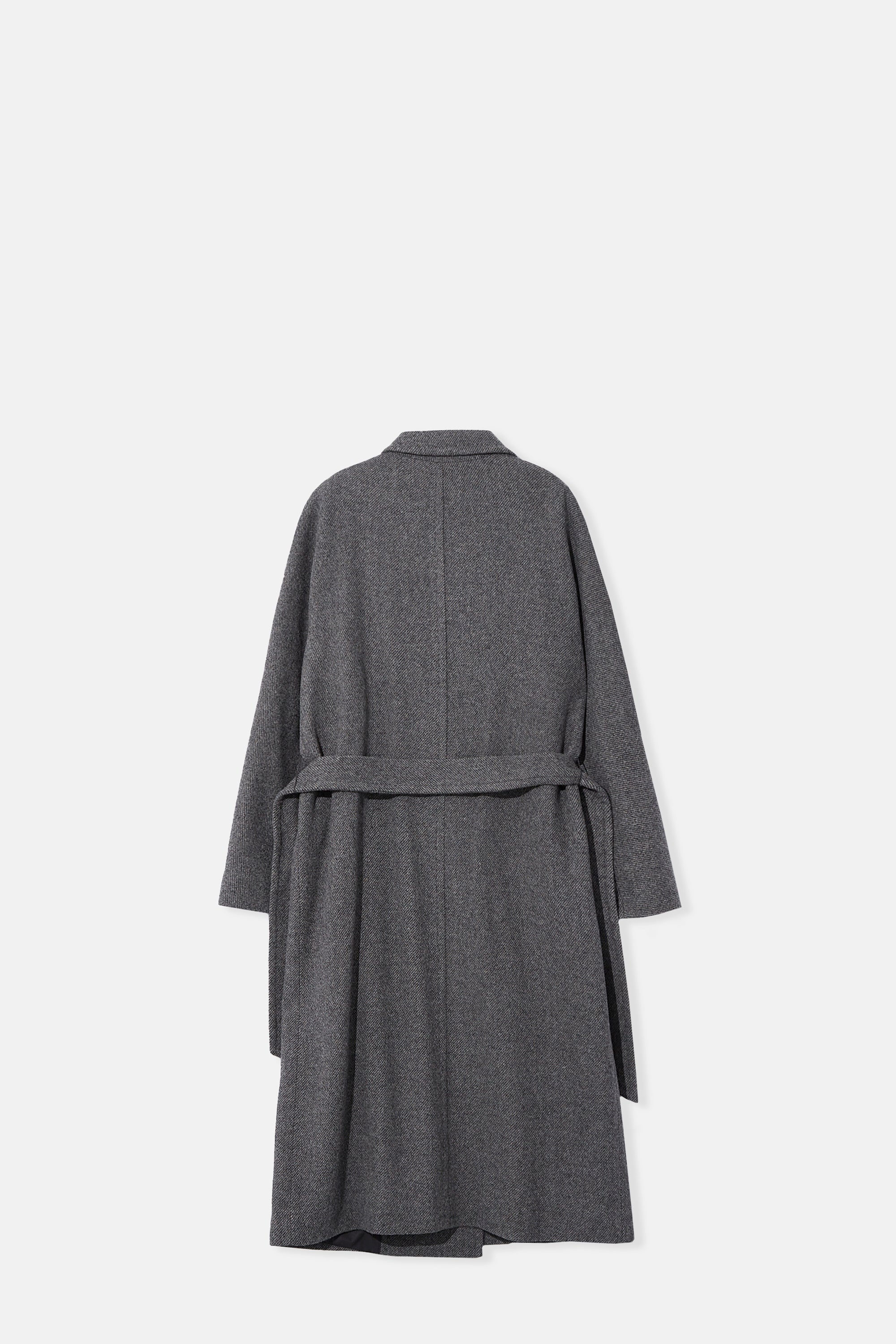 Grey Double Breasted Belted Coat