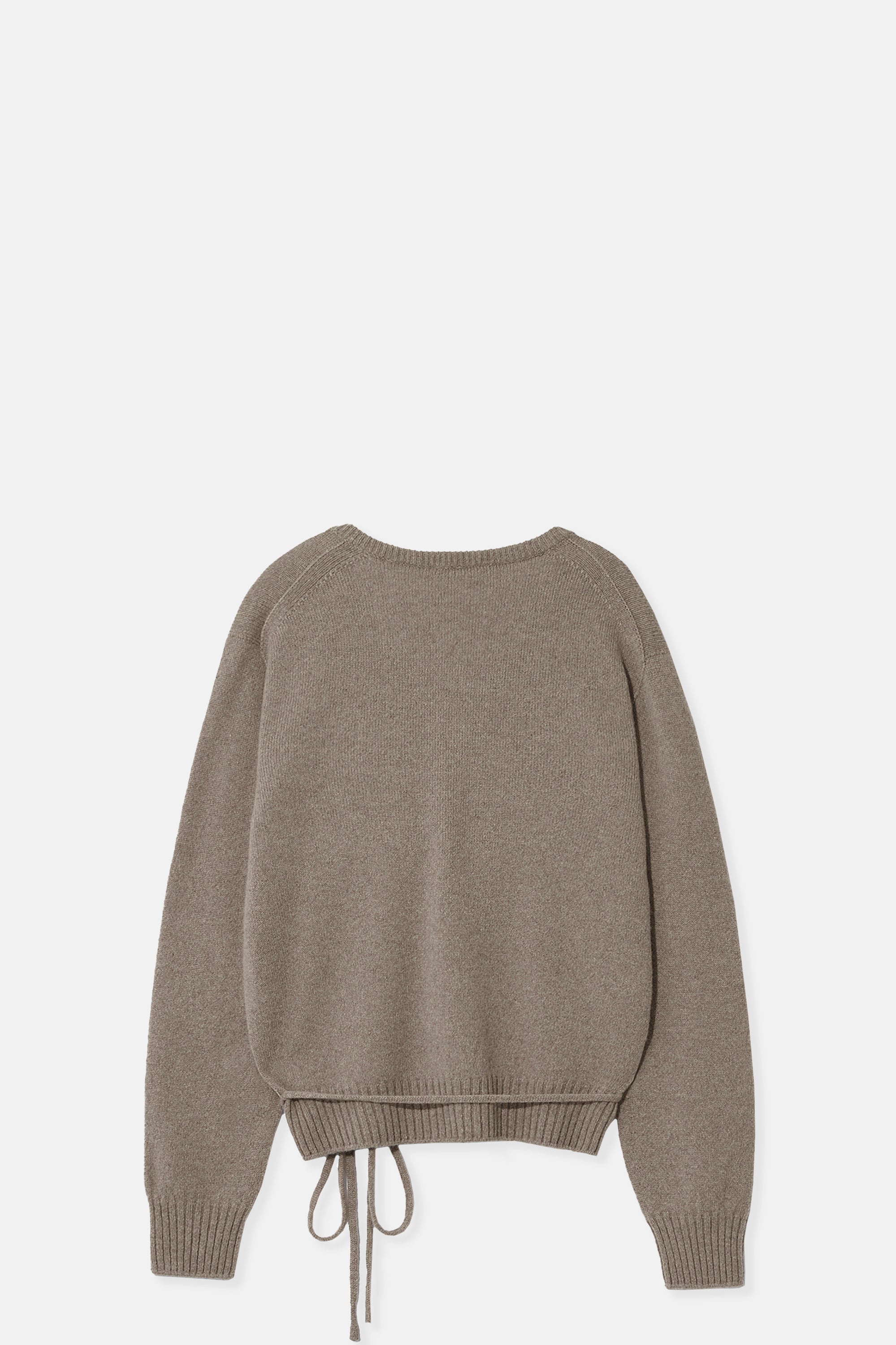 Beige Alpaca Wholegarment V Neck Pullover