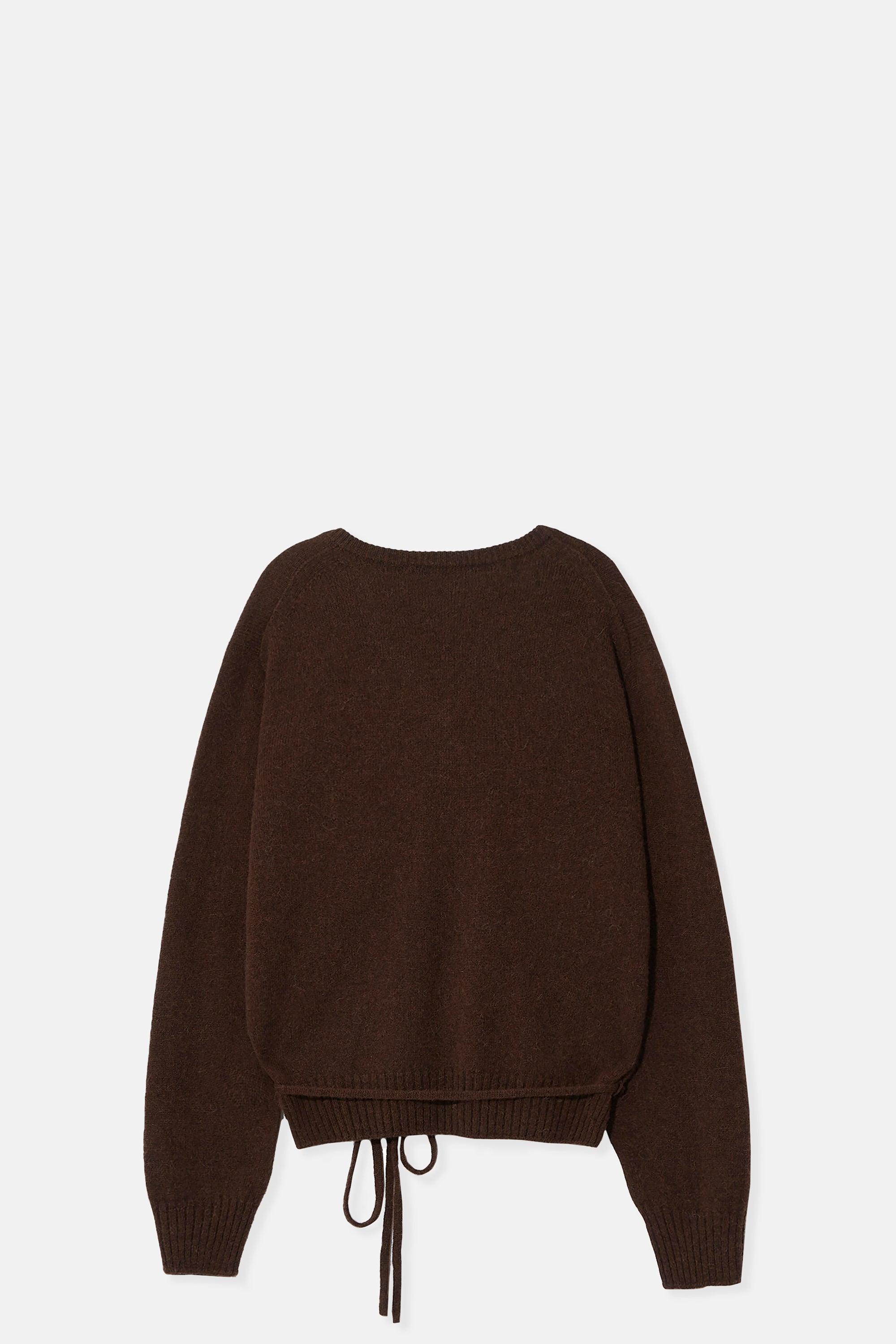 Brown Alpaca Wholegarment V Neck Pullover