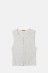Gray Button Down Sleeveless Knit Top