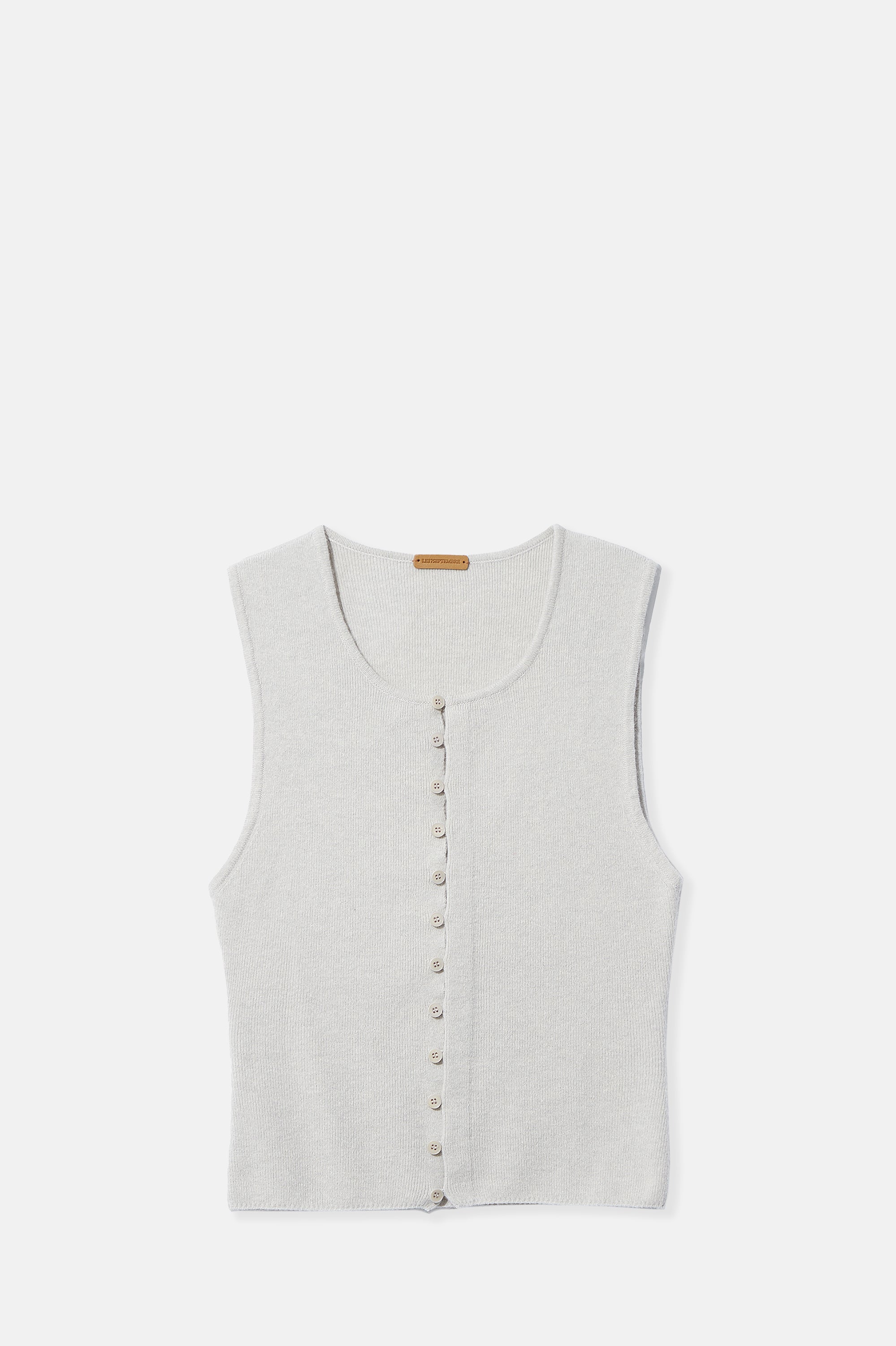 Gray Button Down Sleeveless Knit Top