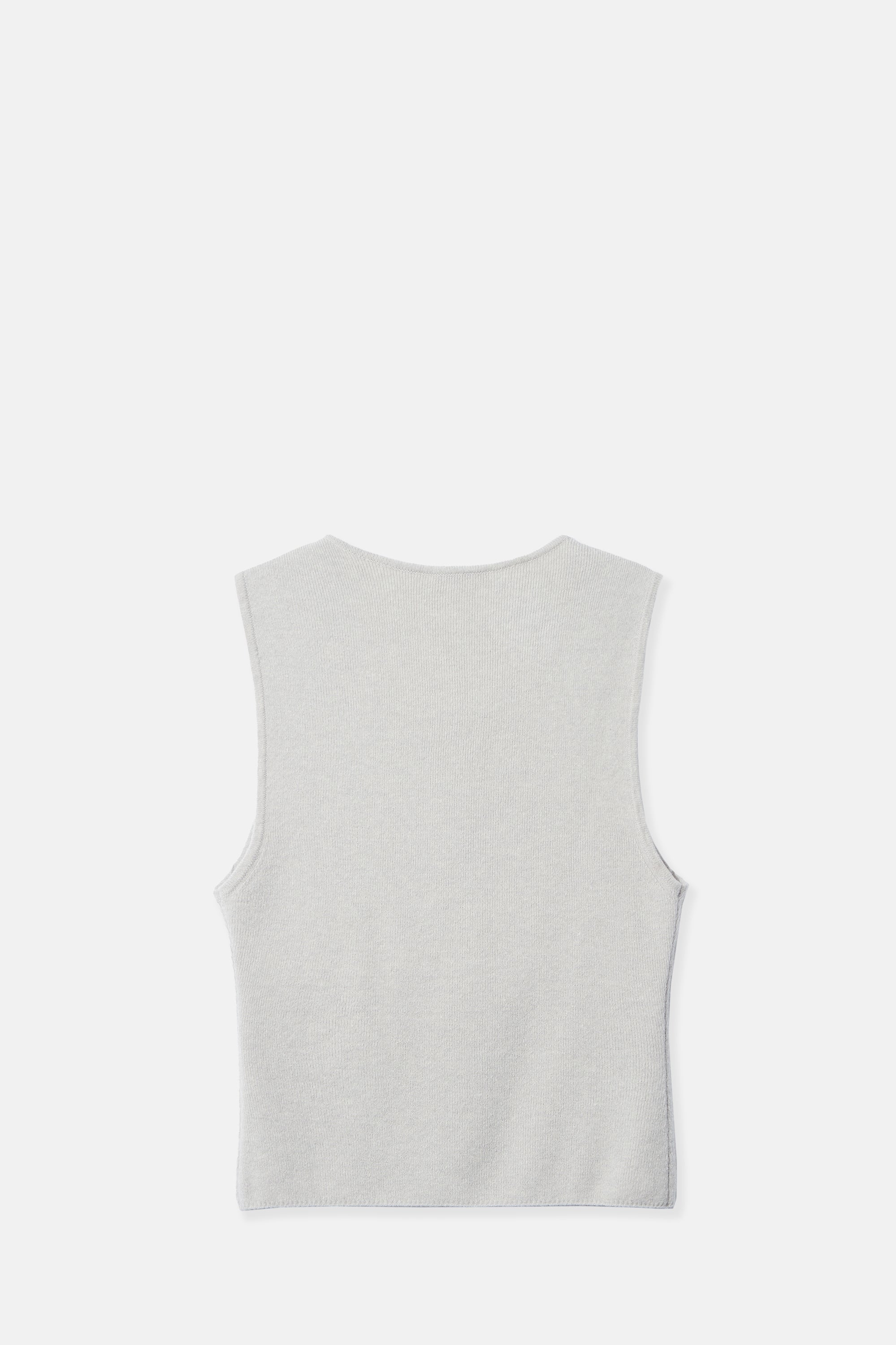 Gray Button Down Sleeveless Knit Top