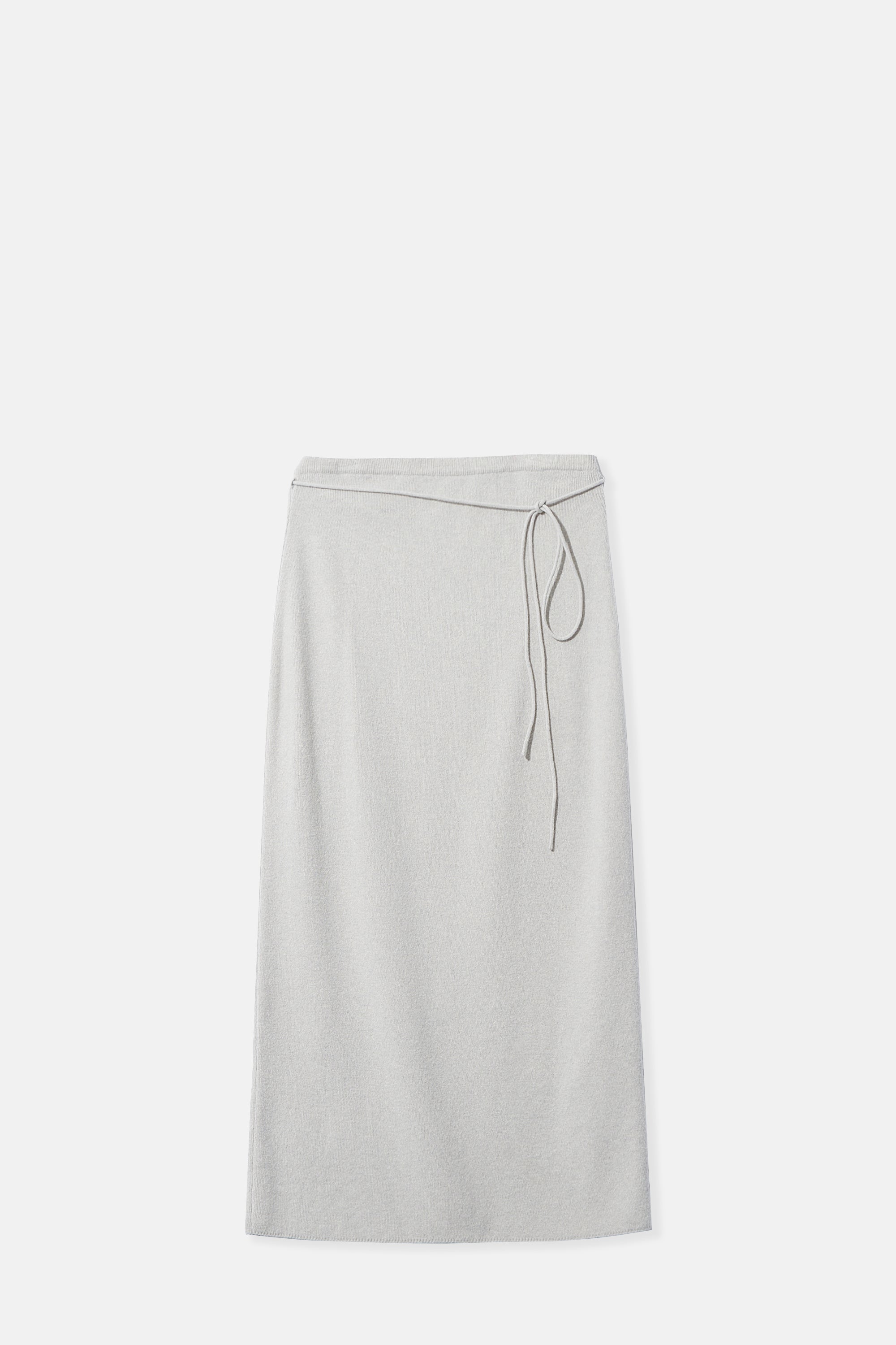 Gray String Straight Knit Skirt