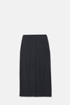 Charcoal Button Straight Knit Skirt