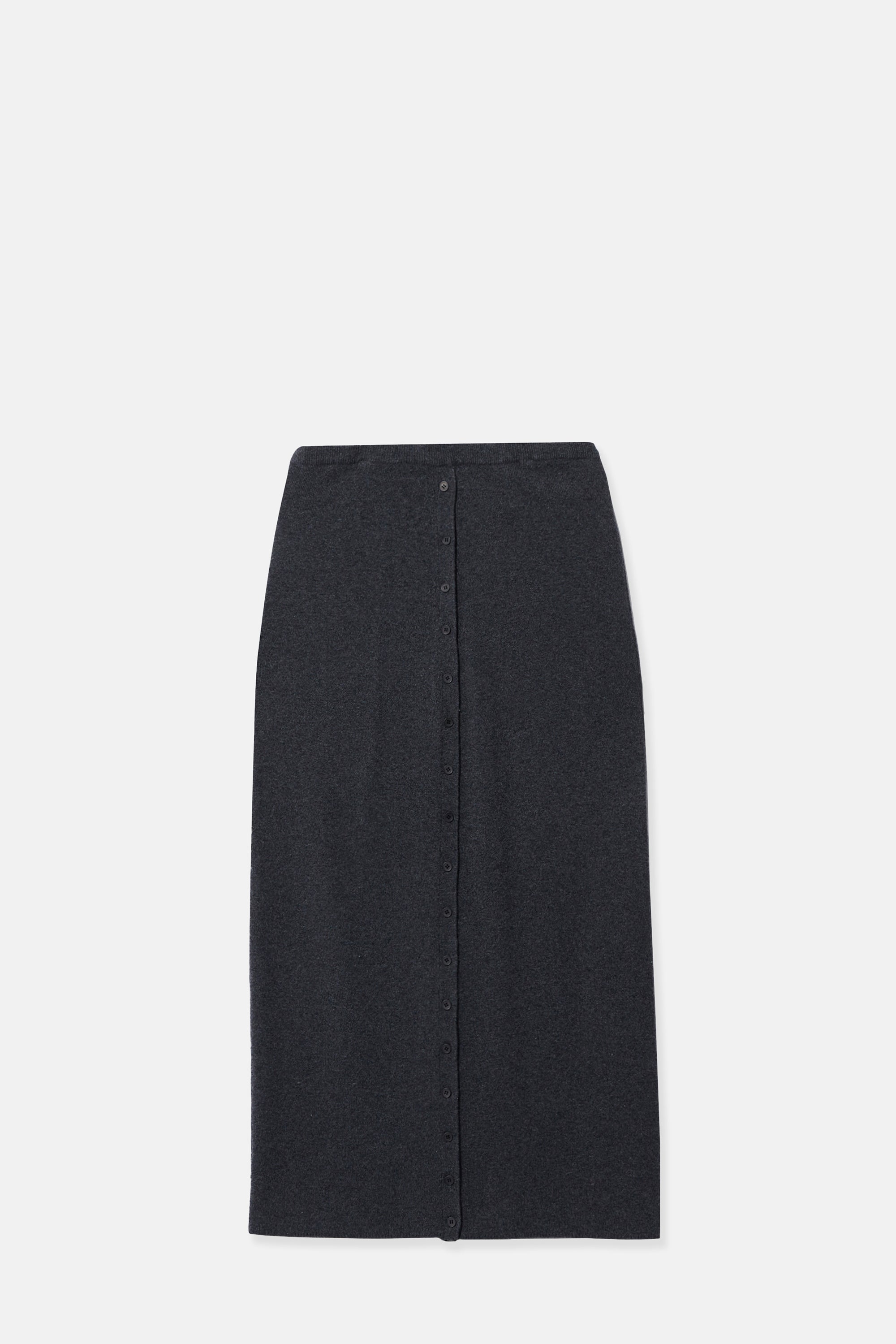 Charcoal Button Straight Knit Skirt