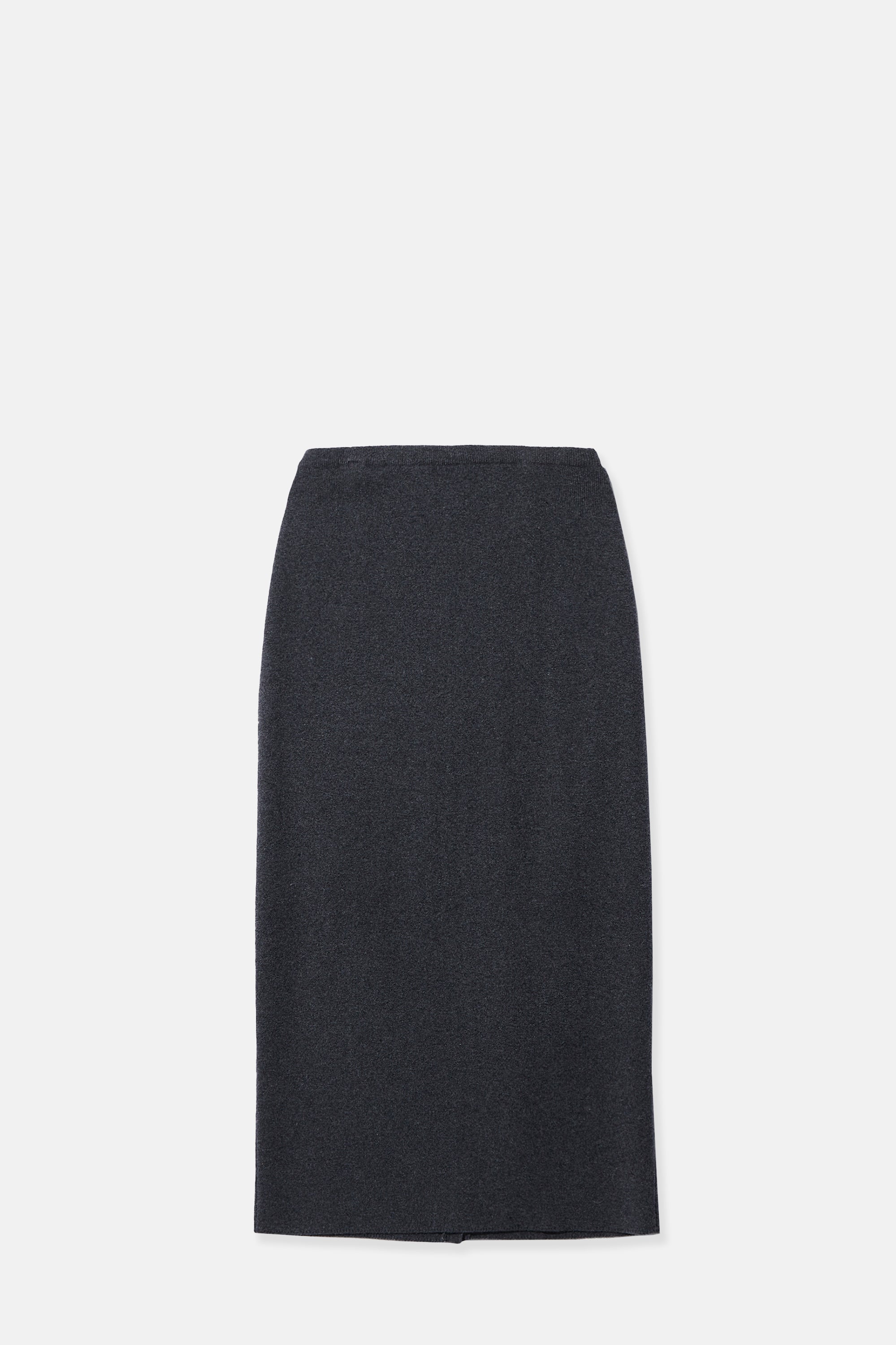 Charcoal Button Straight Knit Skirt