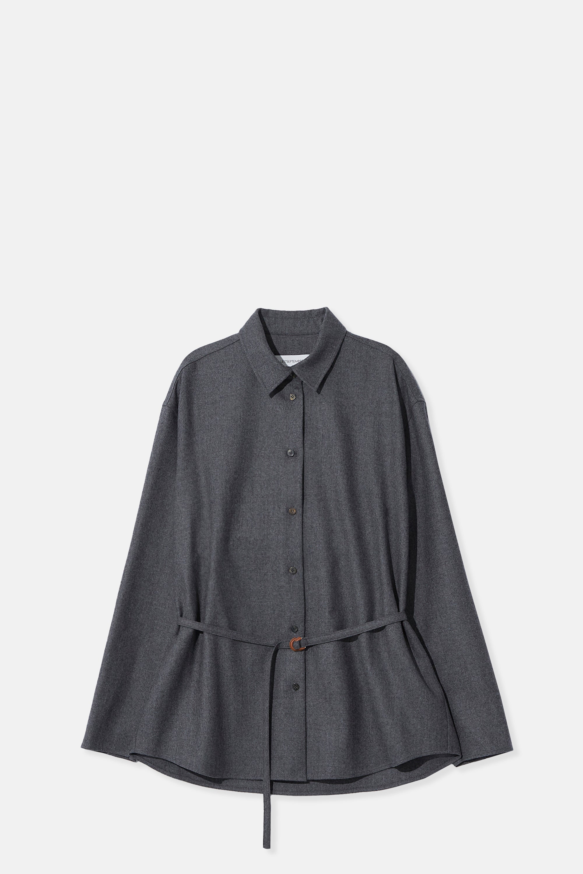 Gray Oversized Belted Shirt