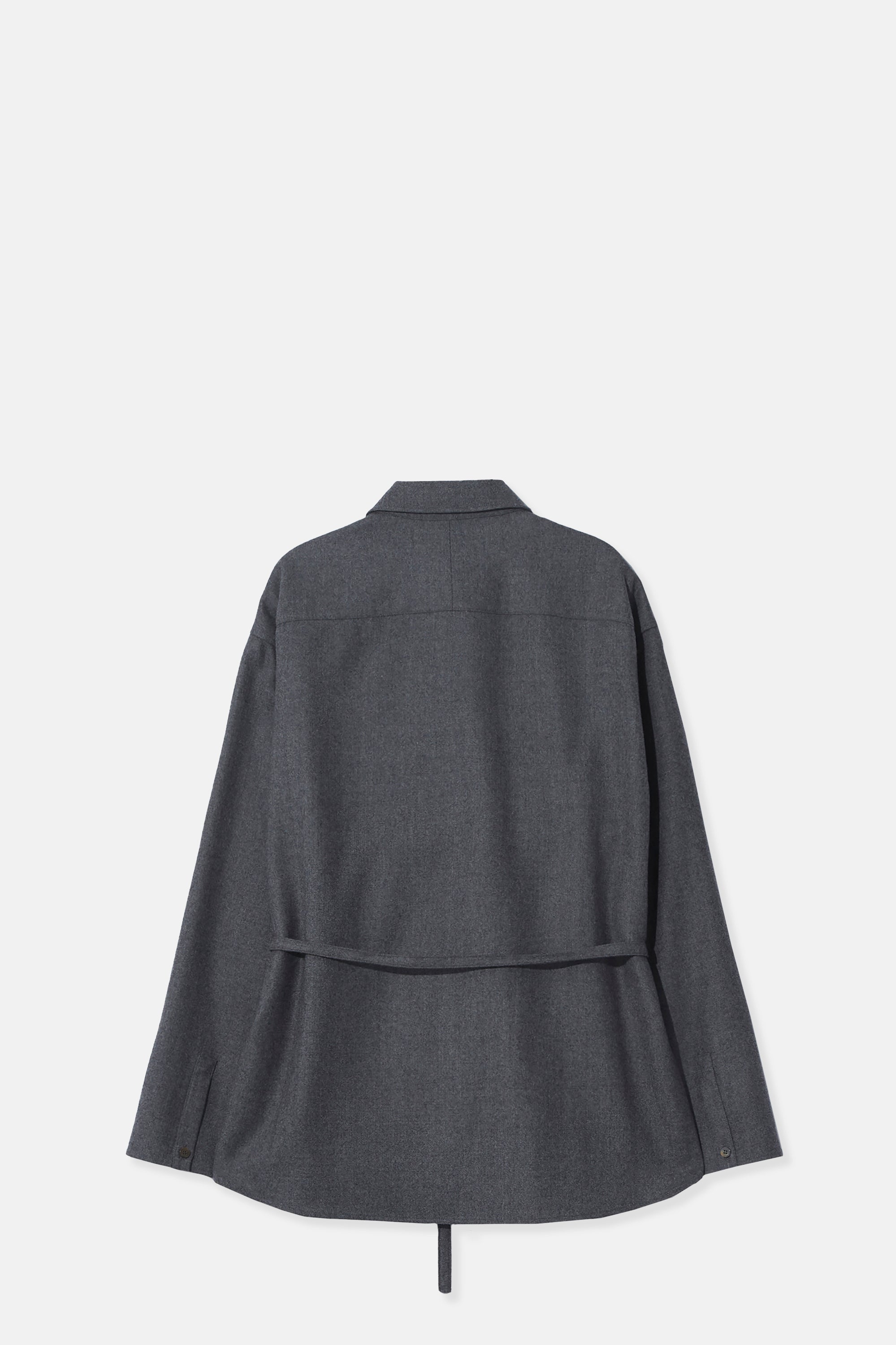 Gray Oversized Belted Shirt
