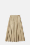 Camel Pleated Wrap Skirt