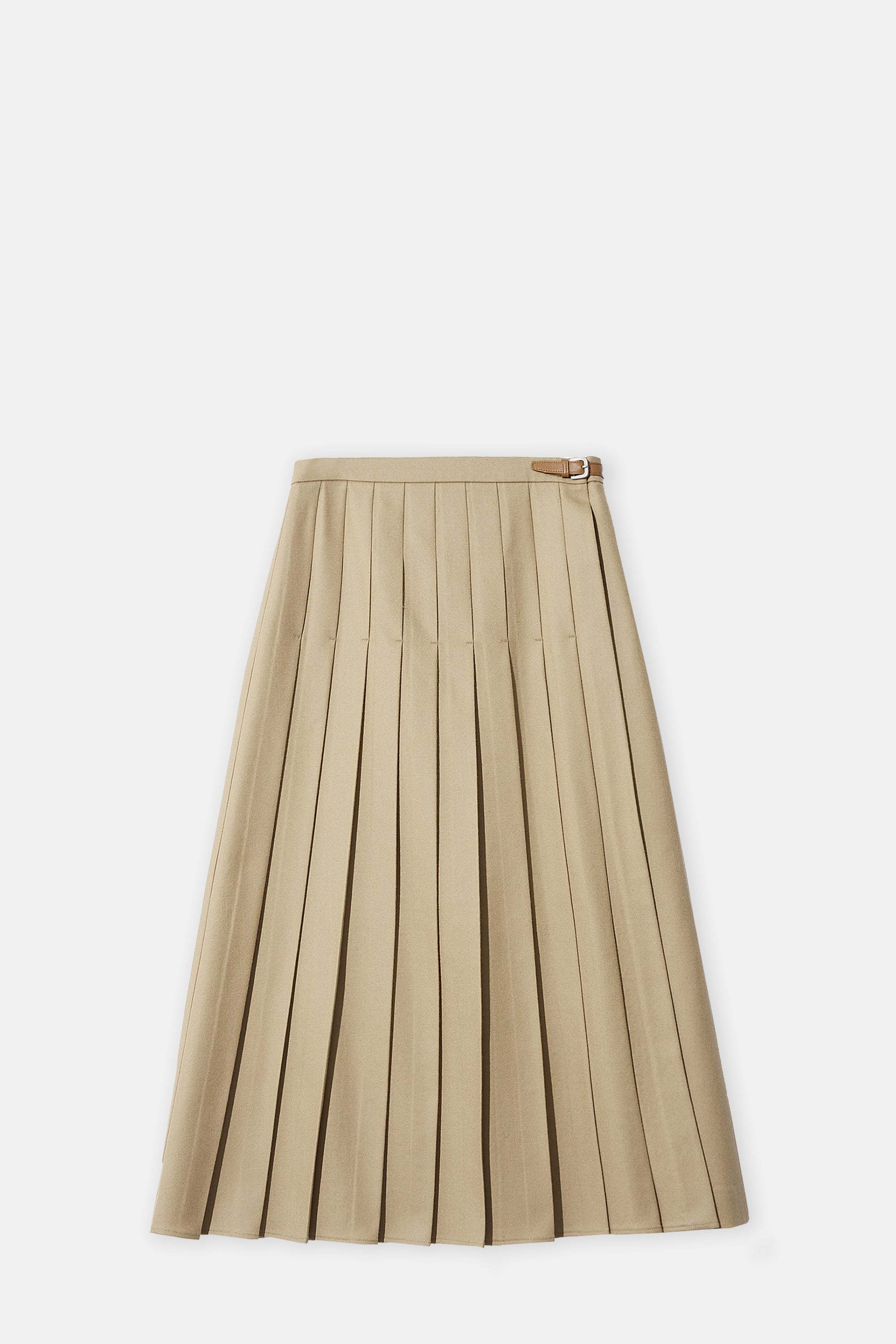 Camel Pleated Wrap Skirt