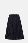 Navy Pleated Wrap Skirt