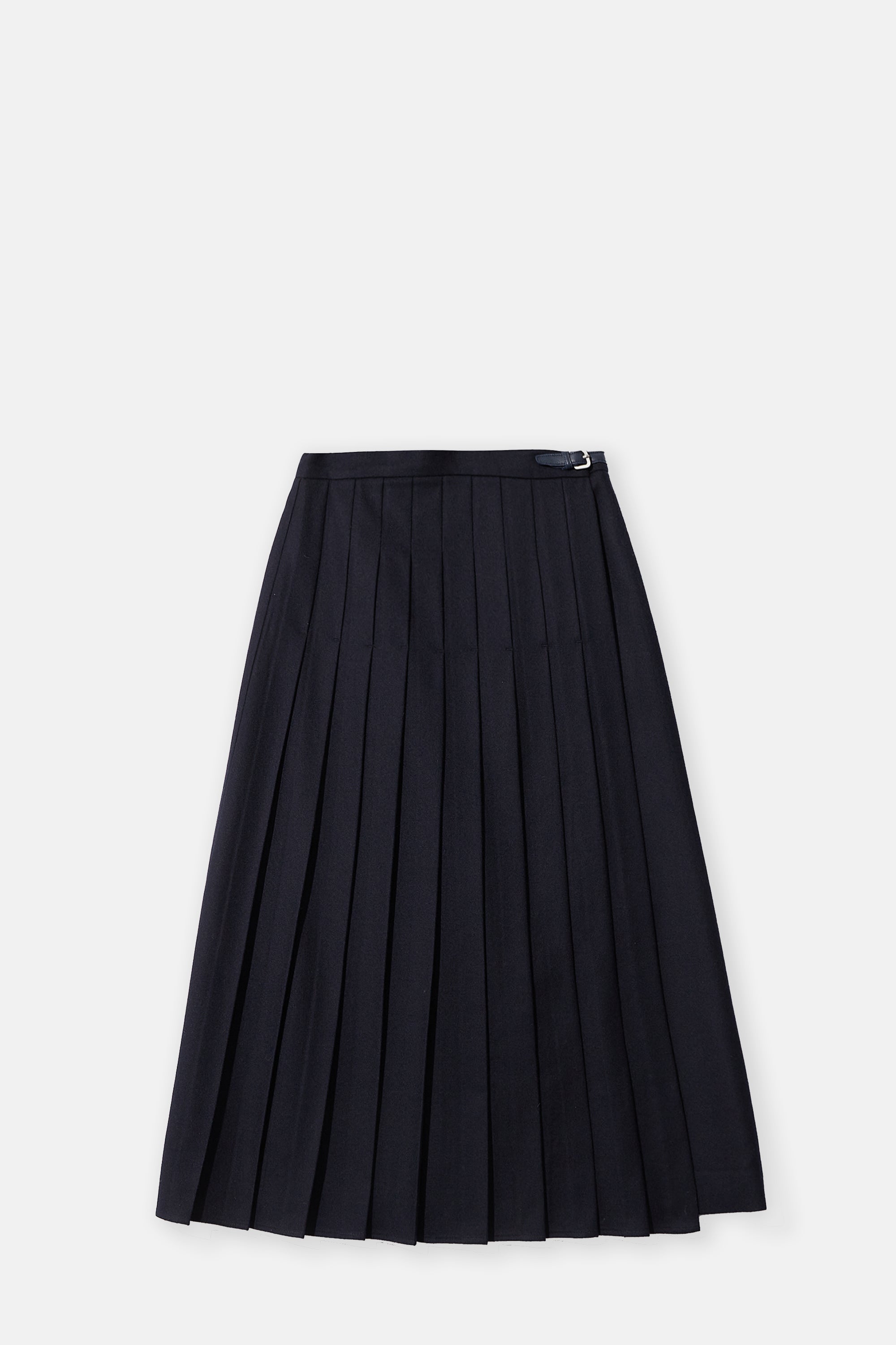 Navy Pleated Wrap Skirt