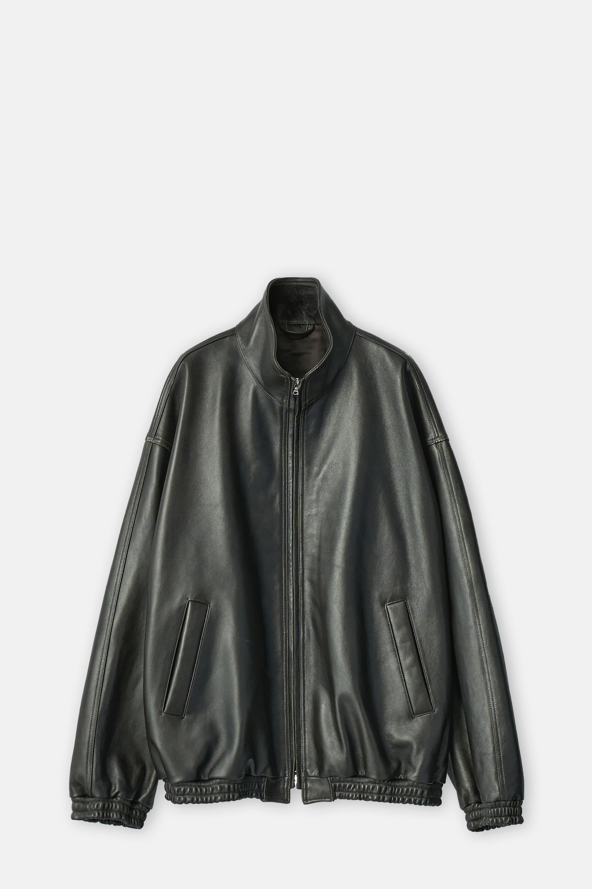 Dark Brown Sheep Leather Stand Collar Jacket