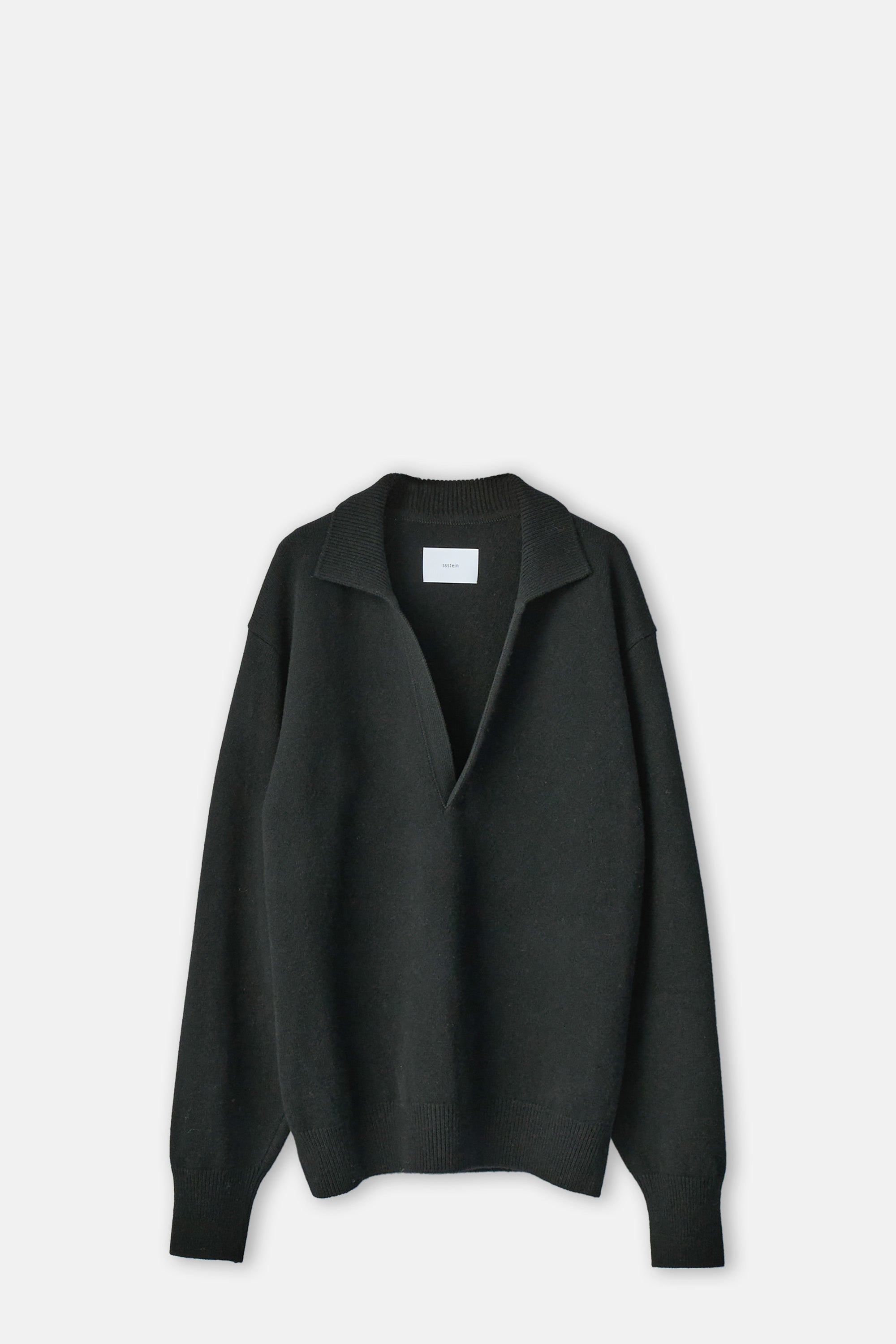 Black Extra Fine Wool Knit Polo