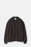 Dark Brown Cashmere Shaggy V Neck Sweater