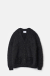 Black Kid Mohair V Neck Cardigan