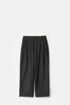 Dark Charcoal Wool Silk Wide Easy Trousers