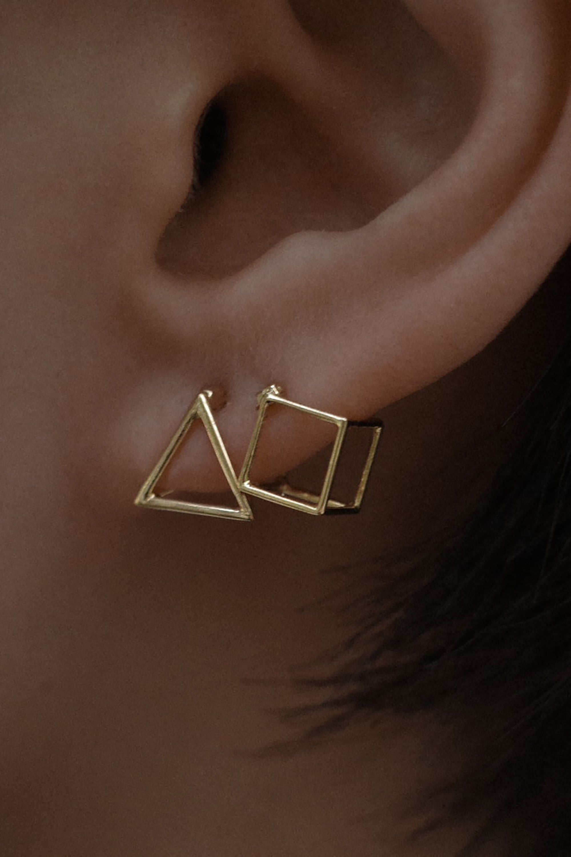 Gold 3D Square Earring 7
