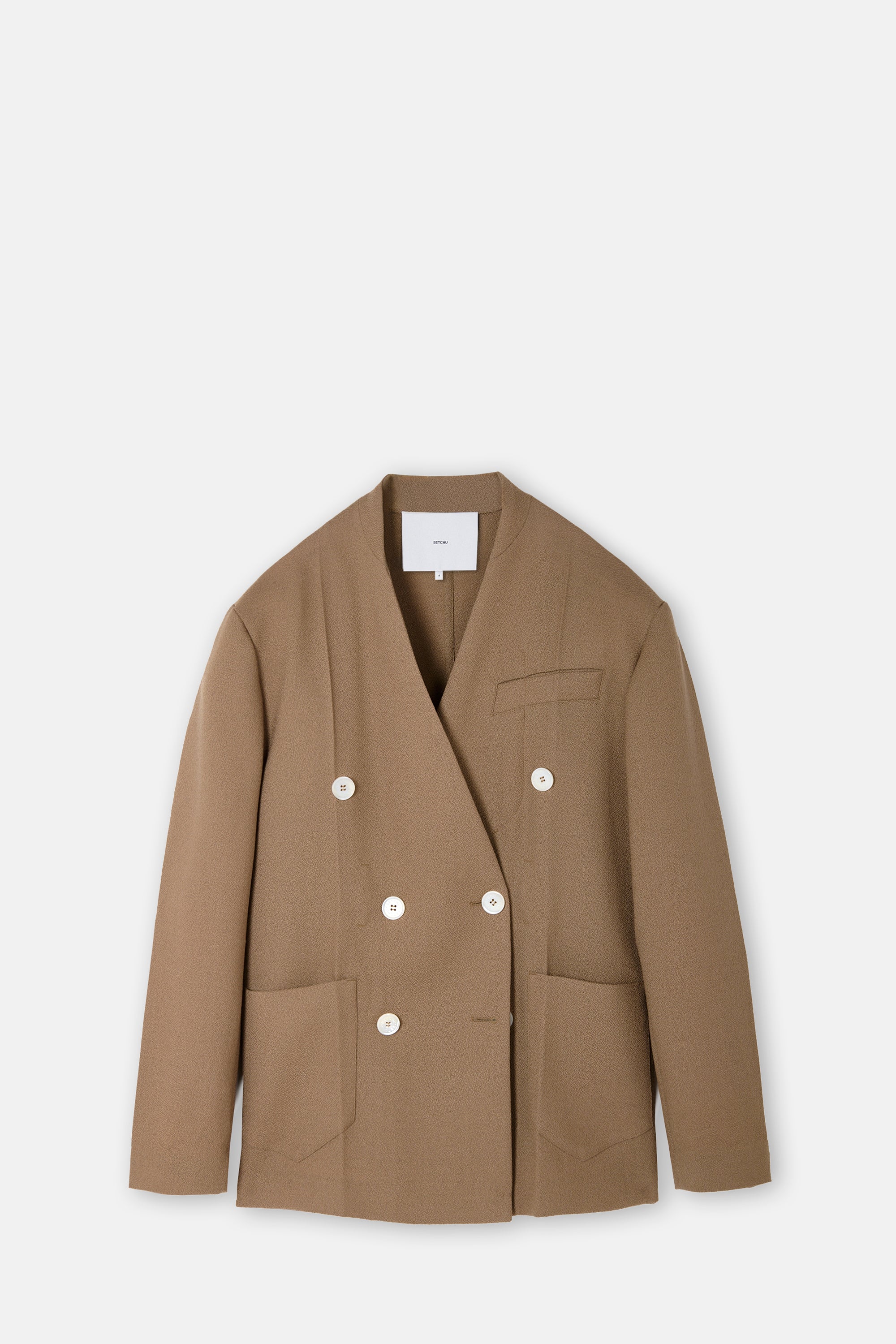 Beige Origami Jacket No Lapel