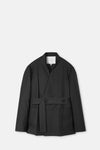Gray Origami Jacket Gabardine No Lapel
