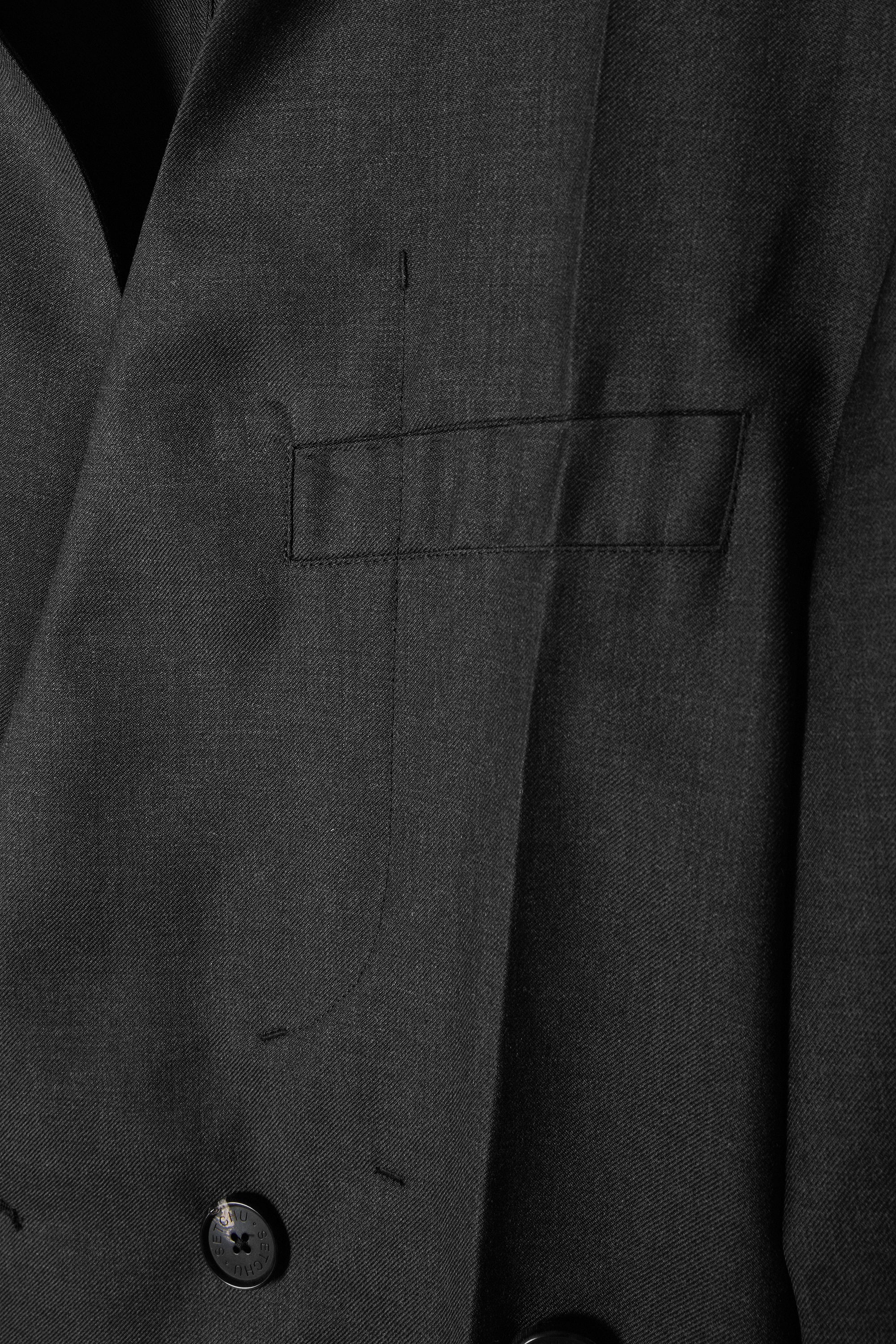 Gray Origami Jacket Gabardine No Lapel