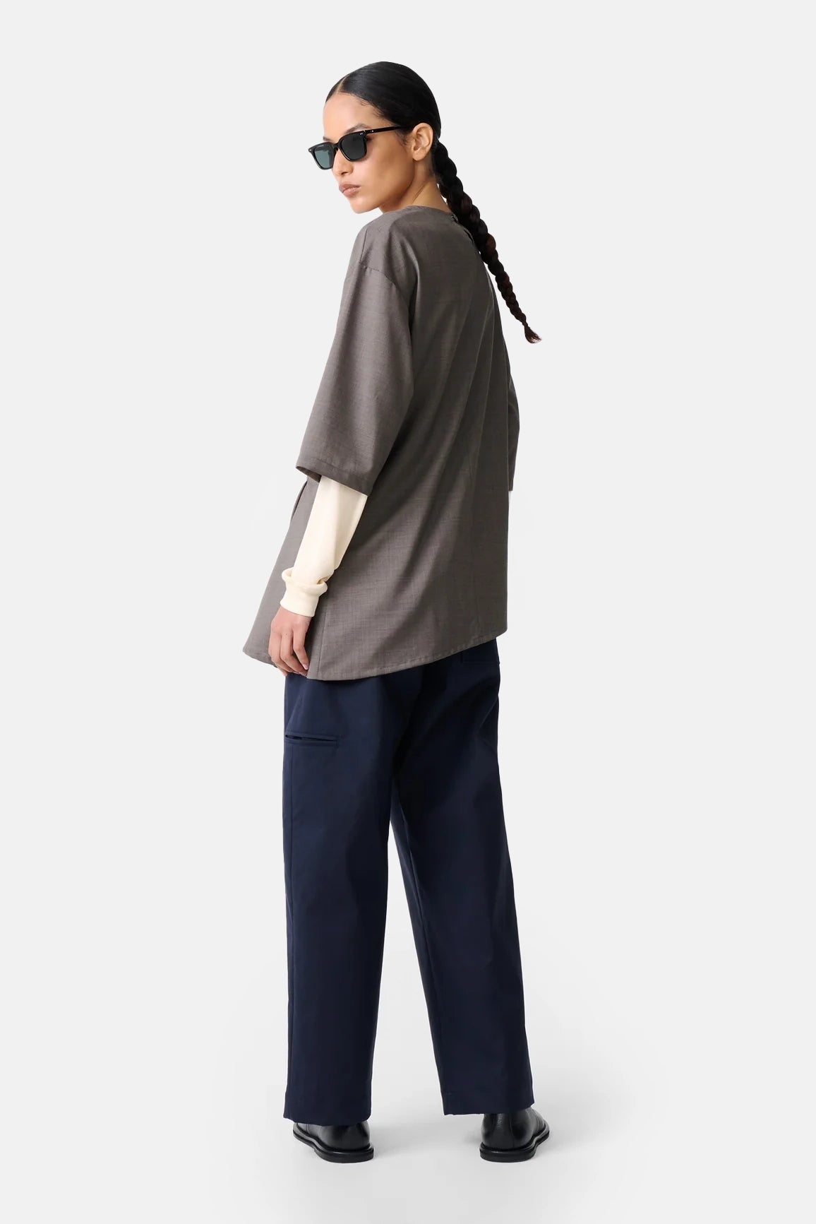 Melange Vichy Asymmetric Hem Top