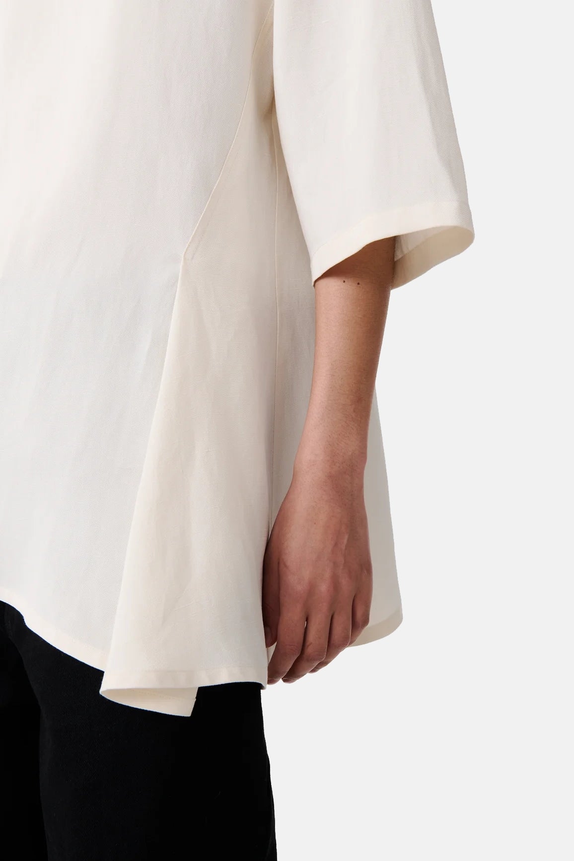 Chalk Vichy Asymmetric Hem Top