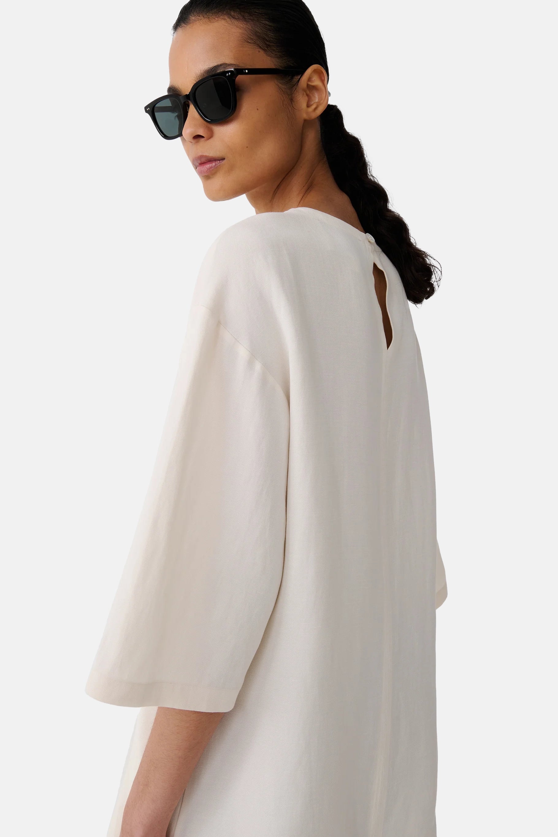 Chalk Vichy Asymmetric Hem Top