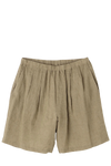 Khaki Linen Poplin Shorts